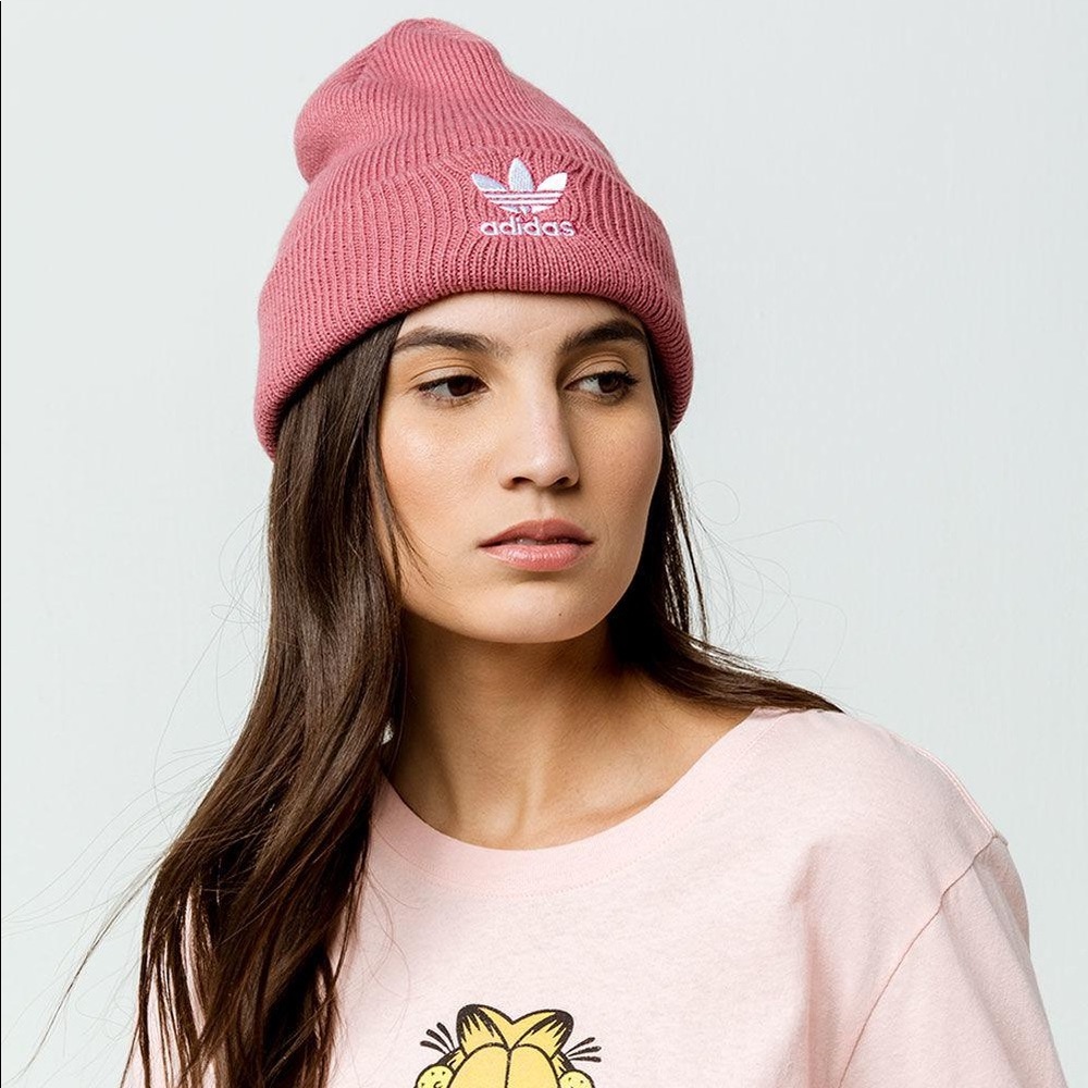 NWT adidas Women’s Originals Trefoil Beanie Pink - Picture 2 of 3